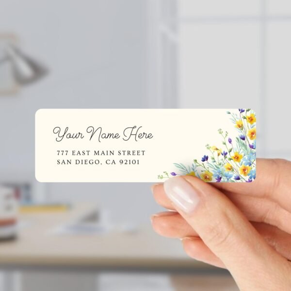 Return Address Labels with Yellow and Blue Wild Flowers