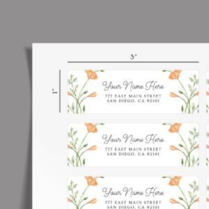 Return Address Labels with Orange Flowers for Weddings and Invitations