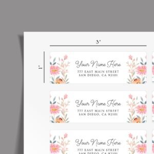 Return Address Labels with Pink Flowers
