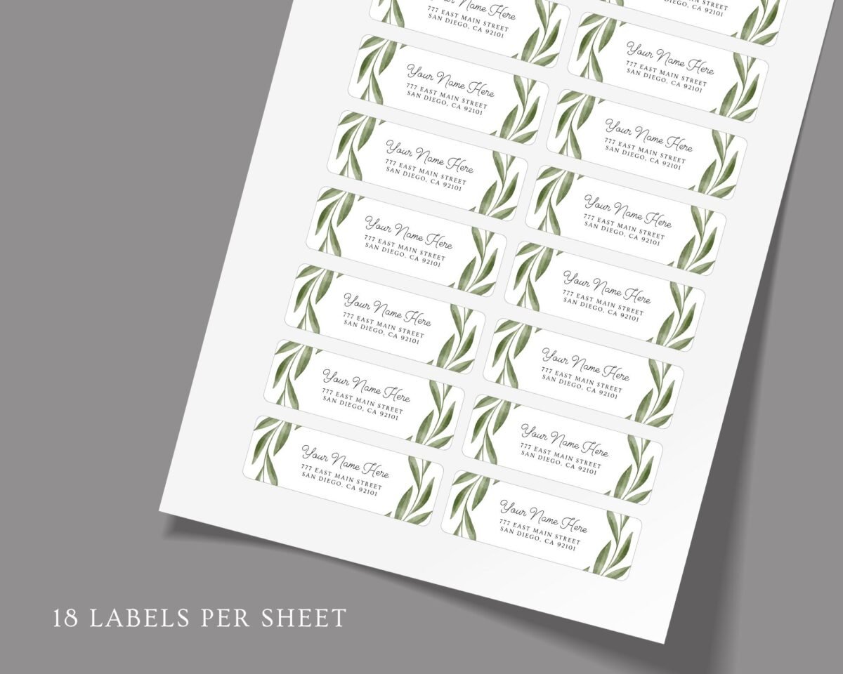 Return Address Labels with Eucalyptus for Weddings and Invitations