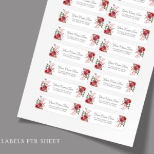 Return Address Labels with Rust Red Flowers and Hummingbird
