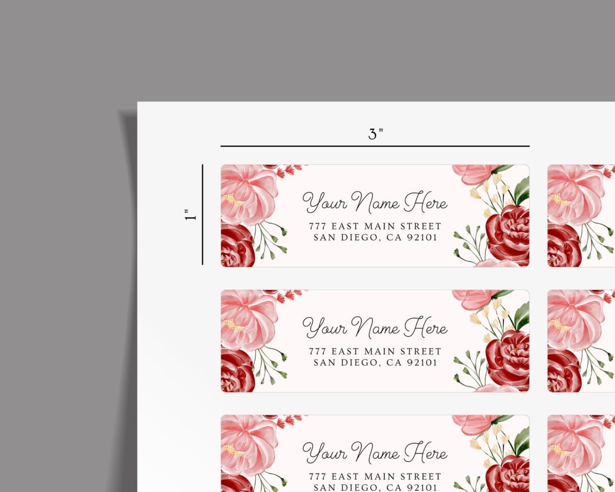 Return Address Labels with Pink Roses for Weddings and Invitations
