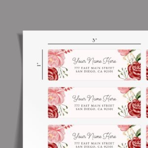 Return Address Labels with Pink Roses for Weddings and Invitations