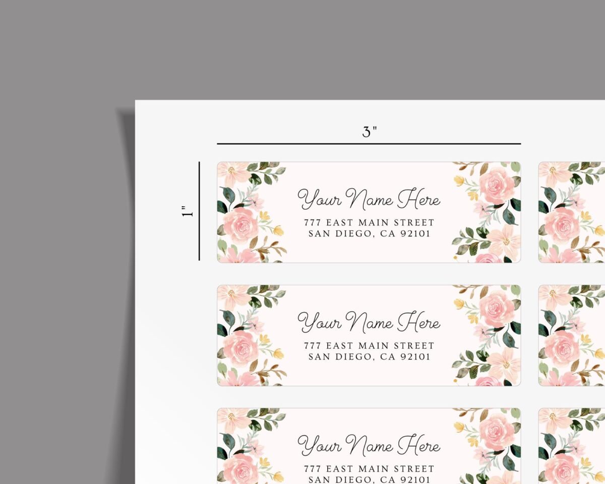 Return Address Labels with Pink Roses for Weddings and Invitations