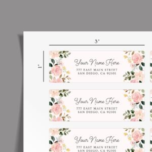 Return Address Labels with Pink Roses for Weddings and Invitations