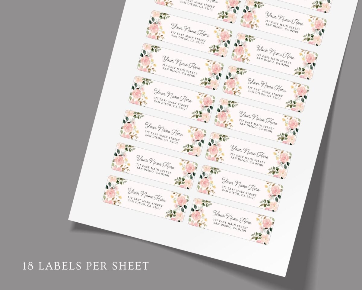 Return Address Labels with Pink Roses for Weddings and Invitations