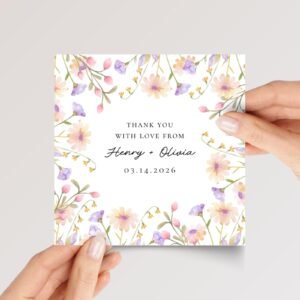 Custom Wedding Thank You Card from Bride and Groom with Date - Image 1 Personalized Wedding Thank You Card from Bride and Groom with Date