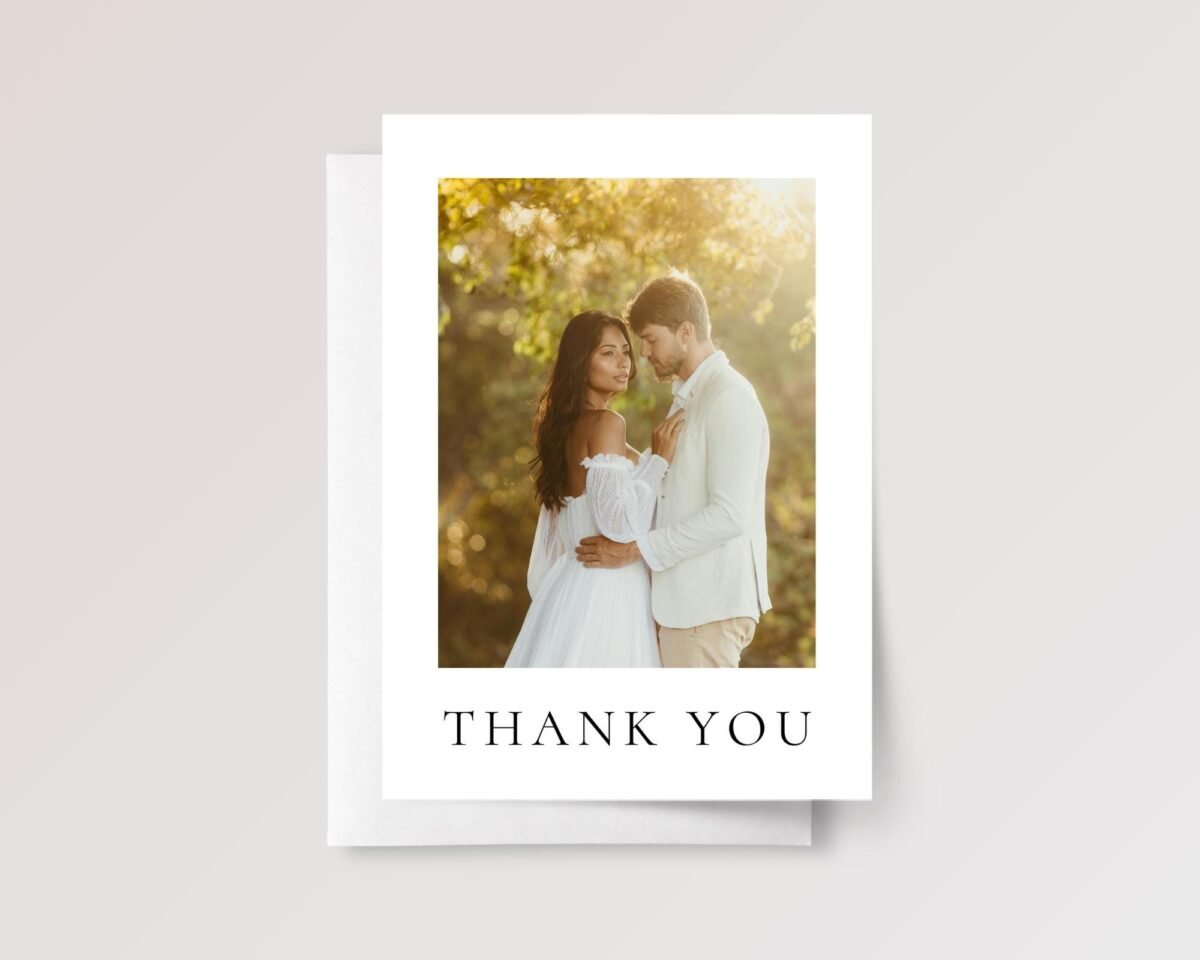 Custom Wedding Photo Thank You Card for Guests with Envelope Custom Wedding Photo Thank You Card for Guests with Envelope