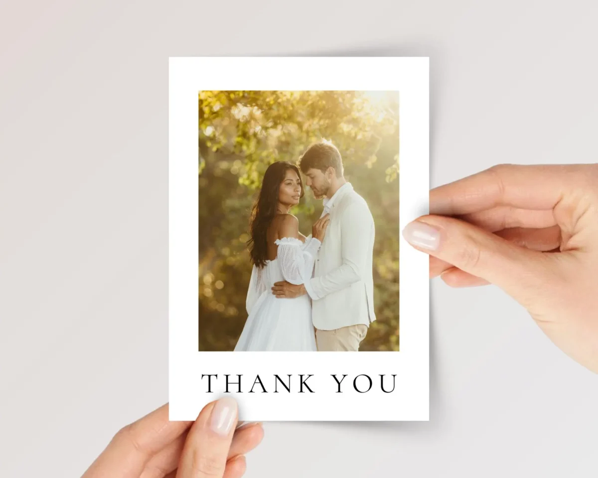 Custom Wedding Photo Thank You Card for Guests with Envelope