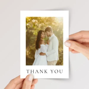 Custom Wedding Photo Thank You Card for Guests with Envelope - Image 1 Custom Wedding Photo Thank You Card for Guests with Envelope