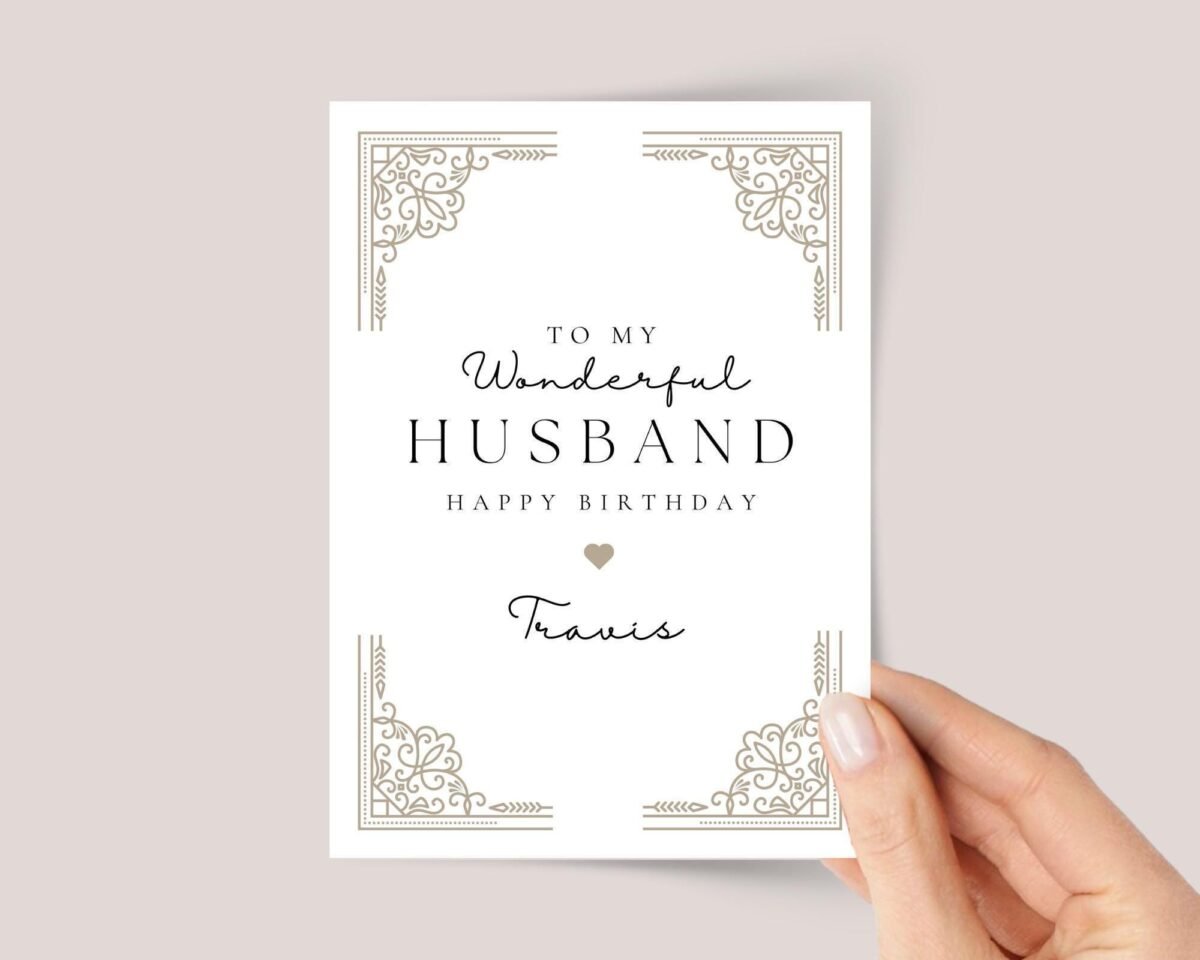 Personalized Birthday Card for Husband with Gold Accents - Image 1 Personalized Birthday Card for Husband with Gold Accents