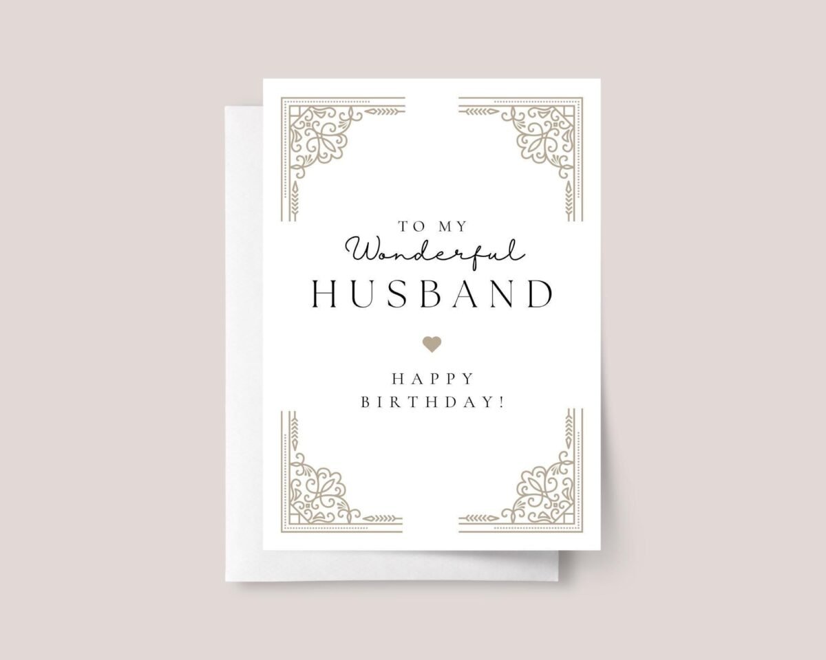 Personalized Birthday Card for Husband with Gold Accents