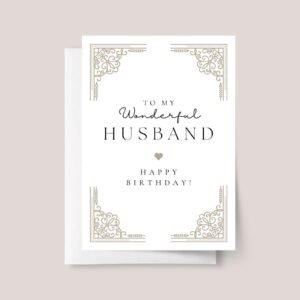 Personalized Birthday Card for Husband with Gold Accents