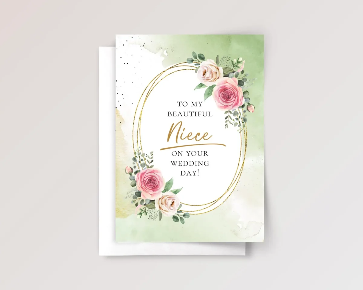 Wedding Card for Niece with Pink Roses