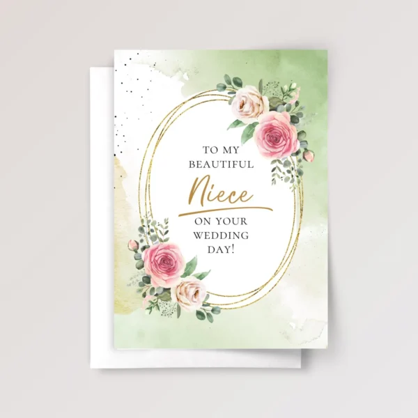 Wedding Card for Niece with Pink Roses
