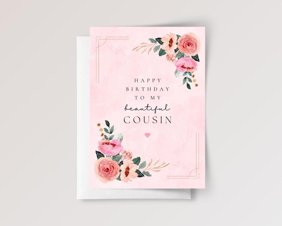 Personalized Birthday Card for Cousin with Pink Flowers