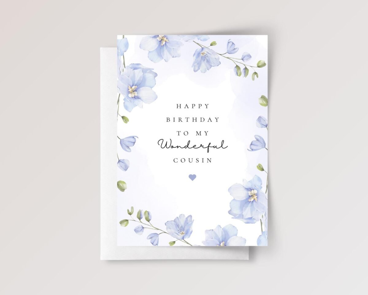 Birthday Card for Cousin with Blue Flowers