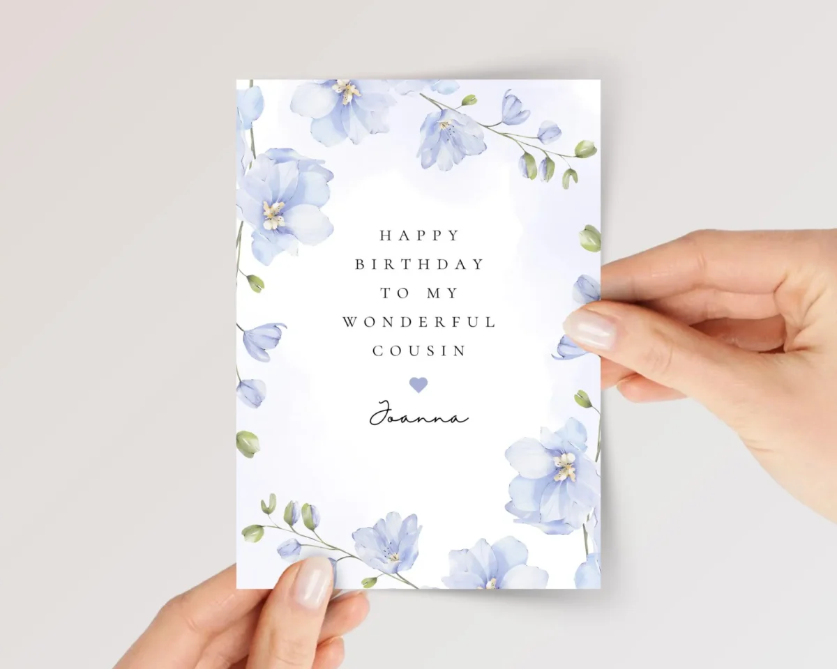 Birthday Card for Cousin with Blue Flowers