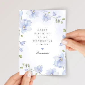 Birthday Card for Cousin with Blue Flowers