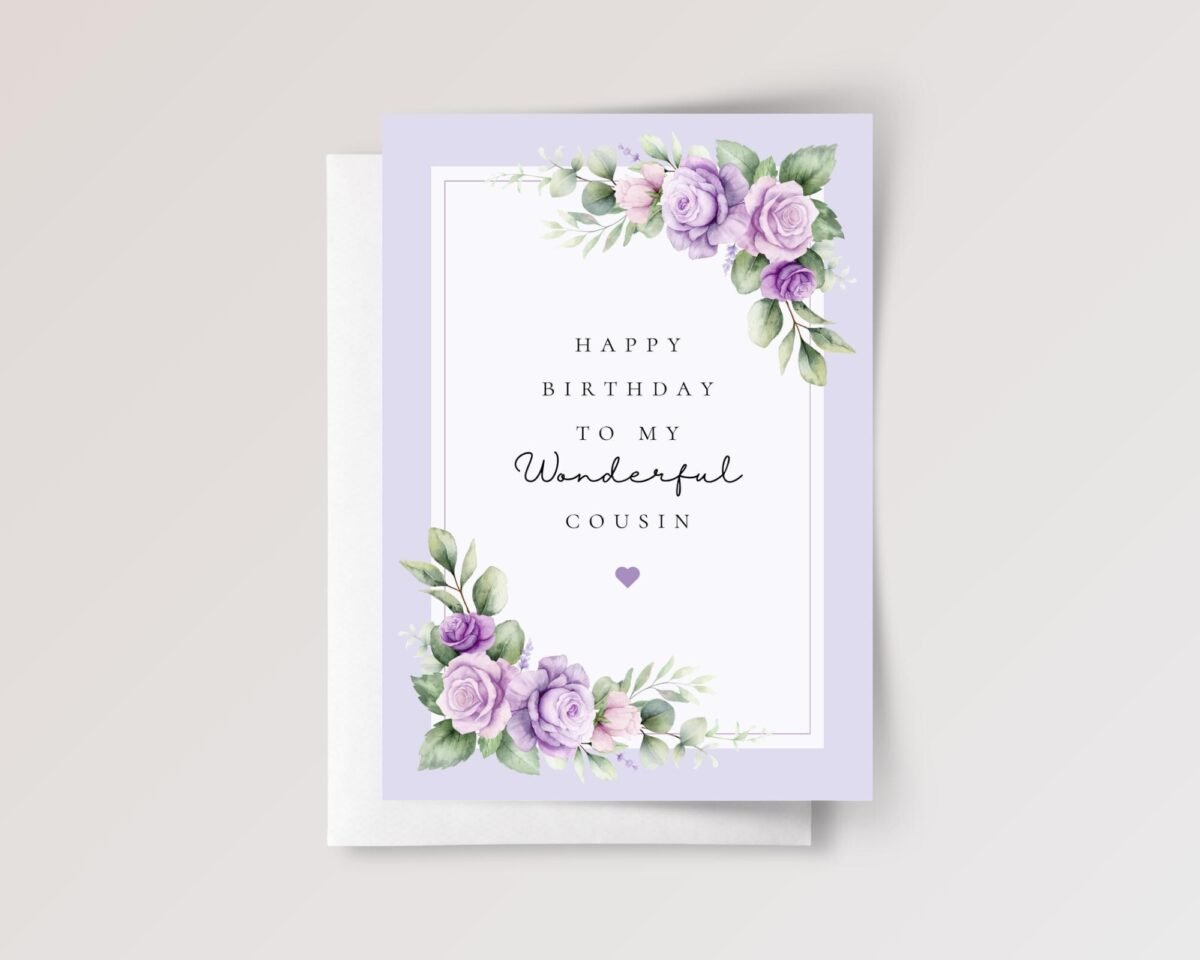 Birthday Card for Cousin with Purple Roses