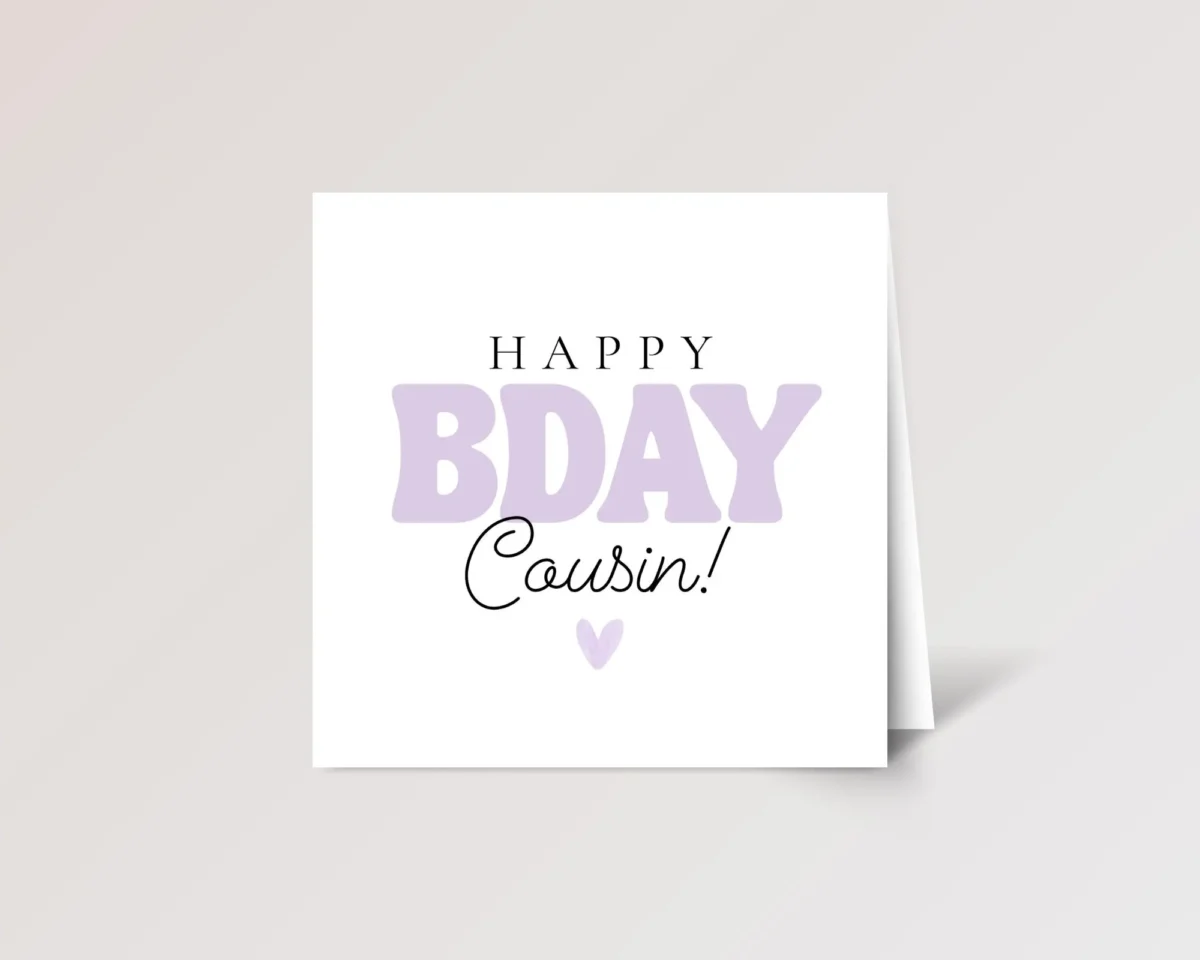 Purple Happy Birthday Card for Cousin