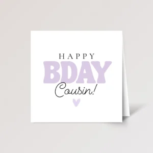 Purple Happy Birthday Card for Cousin