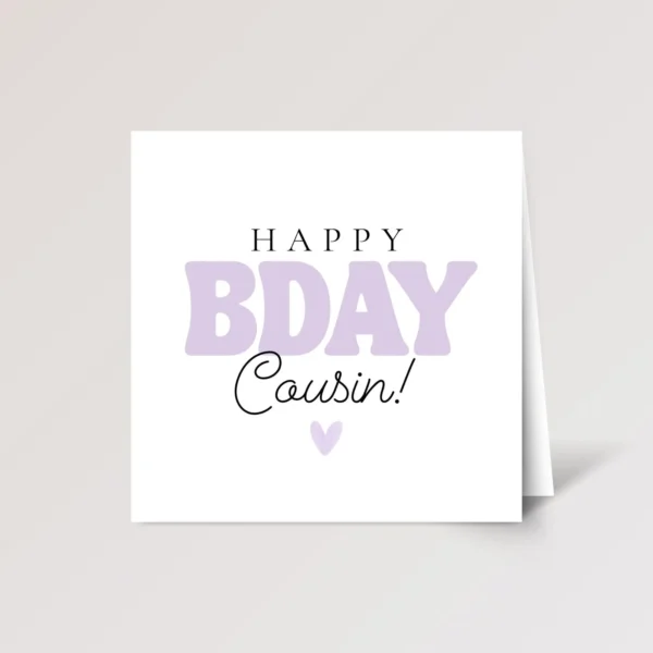 Purple Happy Birthday Card for Cousin