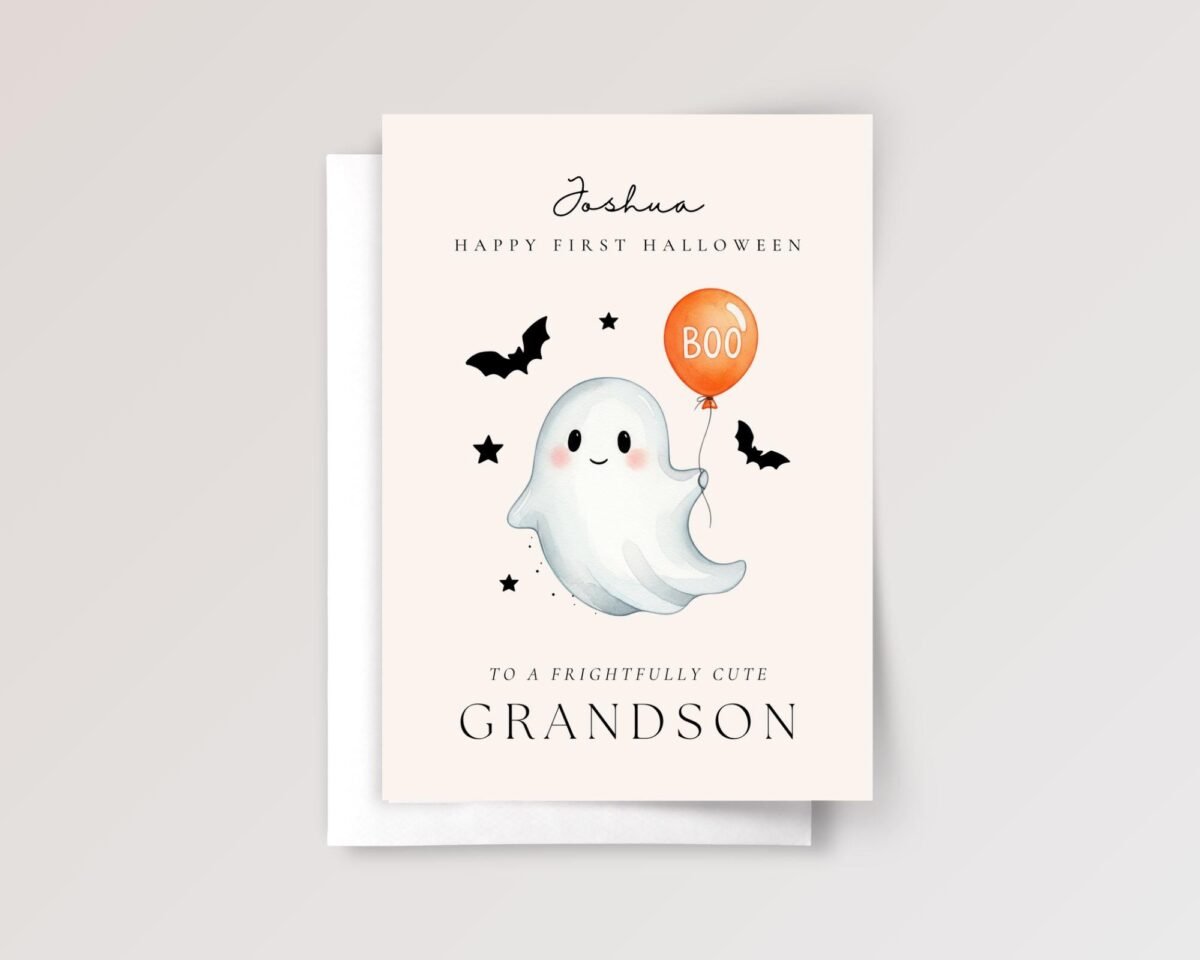 First Halloween Card for Granddaughter/Grandson With Cute Ghost