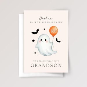 First Halloween Card for Granddaughter/Grandson With Cute Ghost