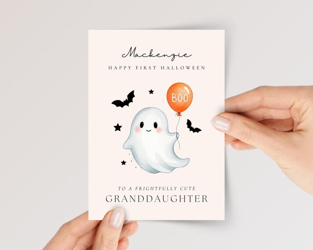 First Halloween Card for Granddaughter or Grandson With Ghost