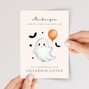 First Halloween Card for Granddaughter/Grandson With Cute Ghost