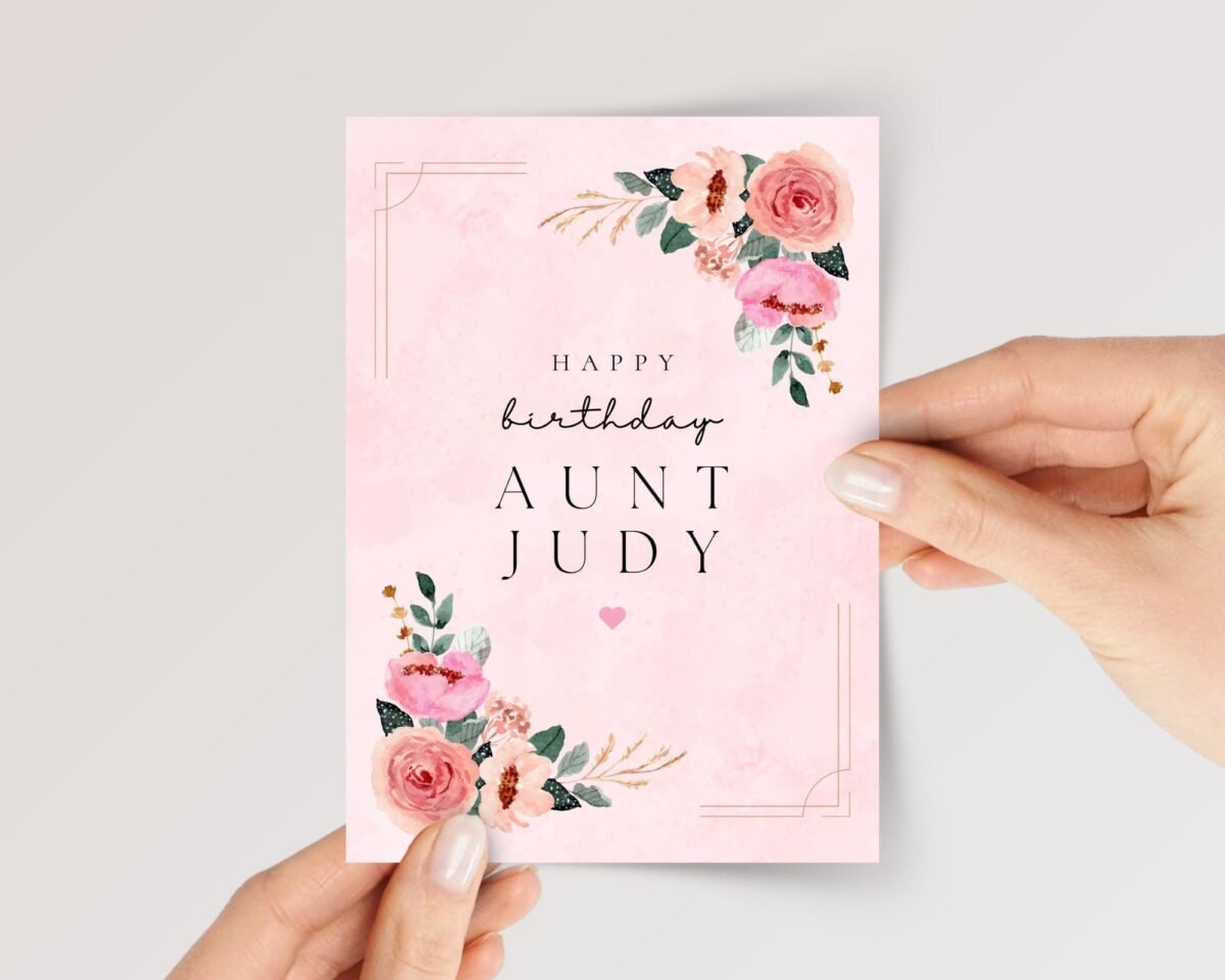 Birthday Card for Aunt Pink Flowers - Image 1 Birthday Card for Aunt Pink Flowers