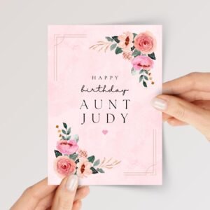 Birthday Card for Aunt Pink Flowers - Image 1 Birthday Card for Aunt Pink Flowers