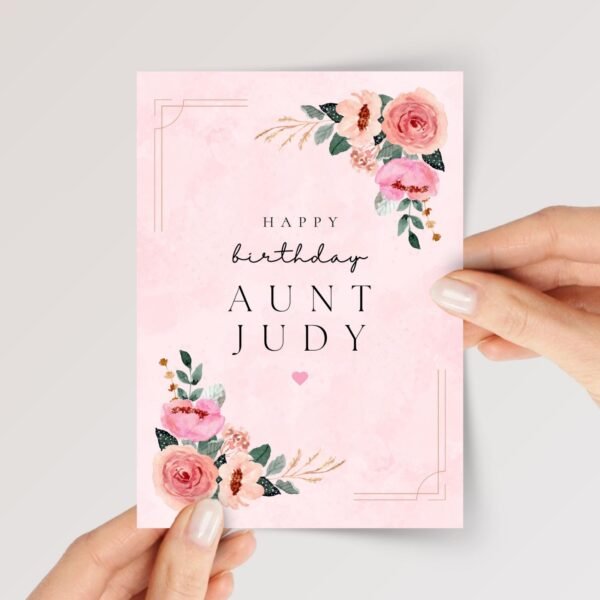 Birthday Card for Aunt Pink Flowers