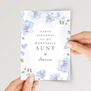 Birthday Card for Aunt Blue Flowers