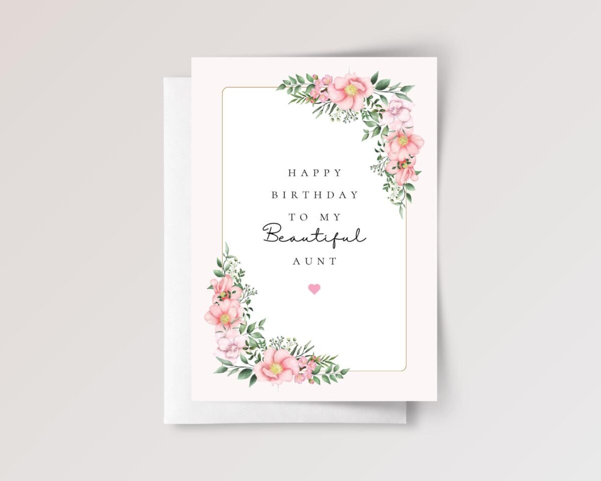 Personalized Birthday Card for Aunt with Pink Flowers