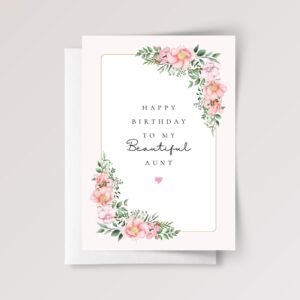 Personalized Birthday Card for Aunt with Pink Flowers