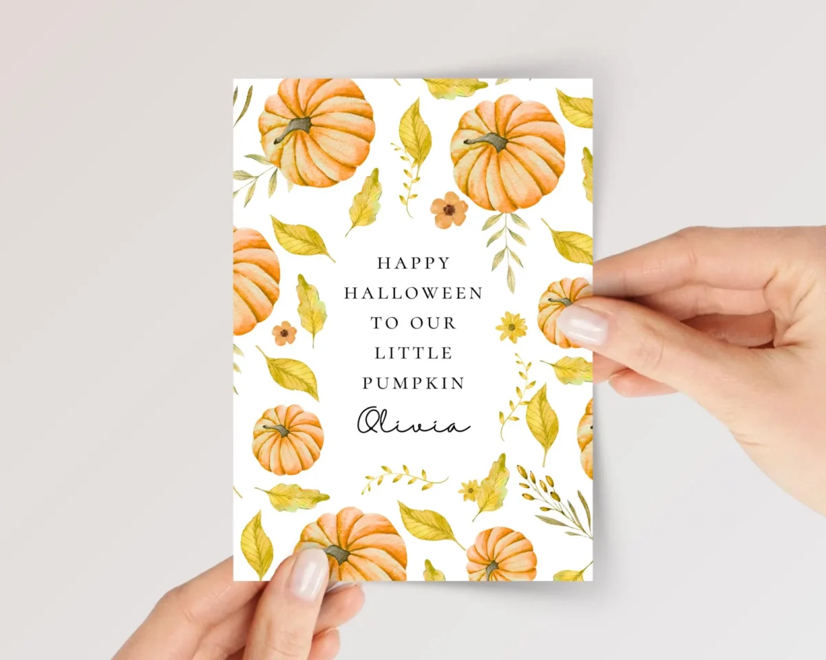Personalized Halloween Card for Daughter/Son or Grandchild With Pumpkins
