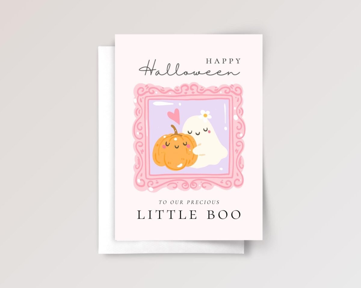 Personalized Pink Halloween Card for Daughter or Grandchild | Little Boo