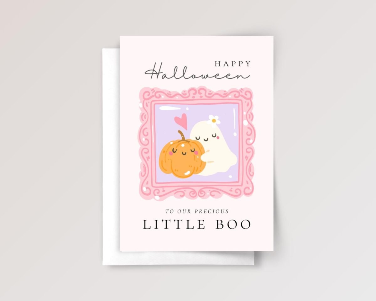Personalized Pink Halloween Card for Daughter or Grandchild | Little Boo