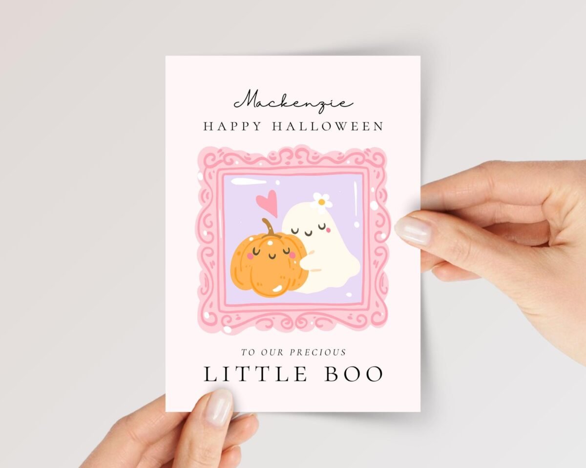 Personalized Pink Halloween Card for Daughter or Grandchild | Little Boo
