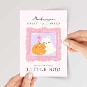 Personalized Pink Halloween Card for Daughter or Grandchild | Little Boo