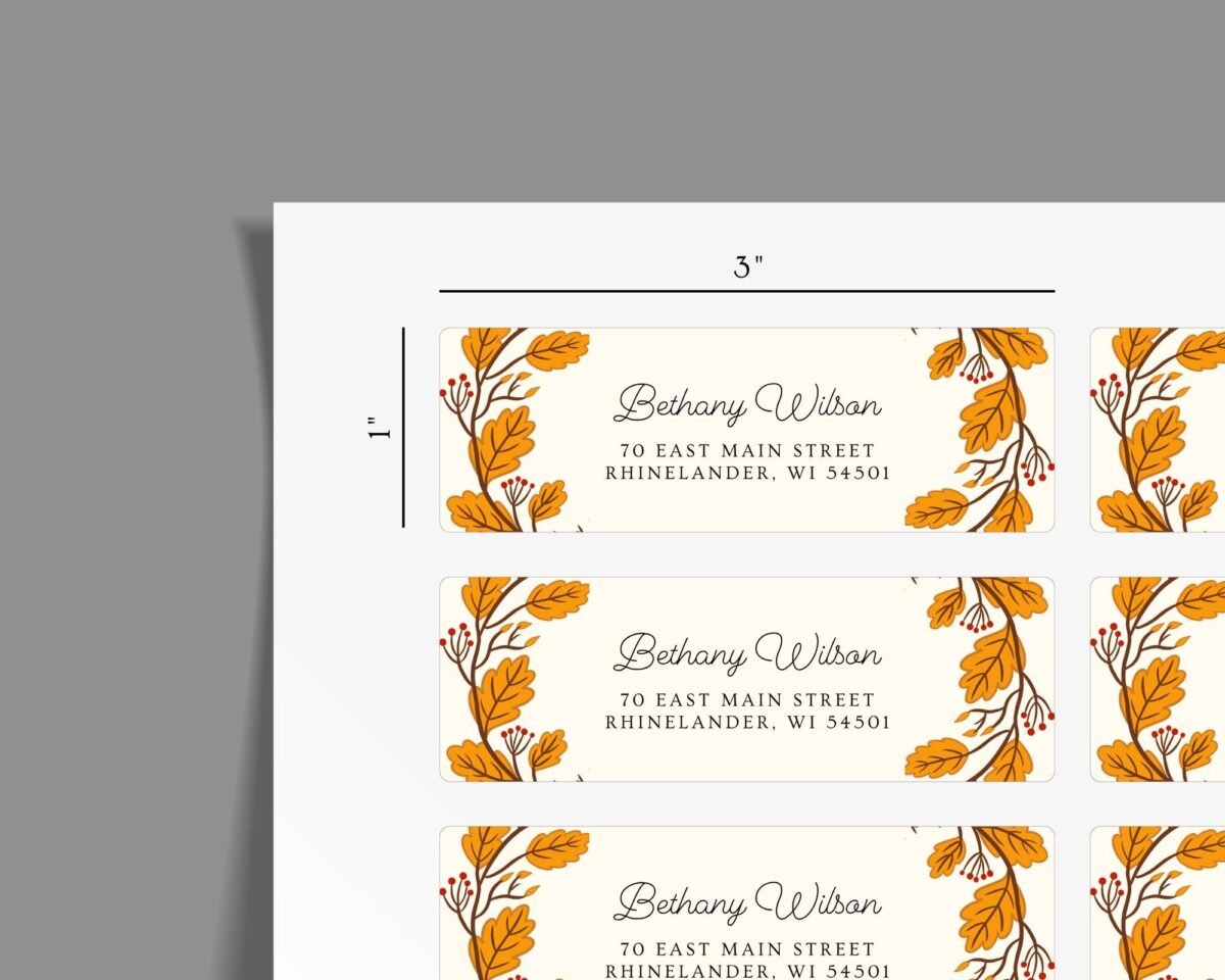 Autumn Return Address Labels for Fall Weddings and Invitations