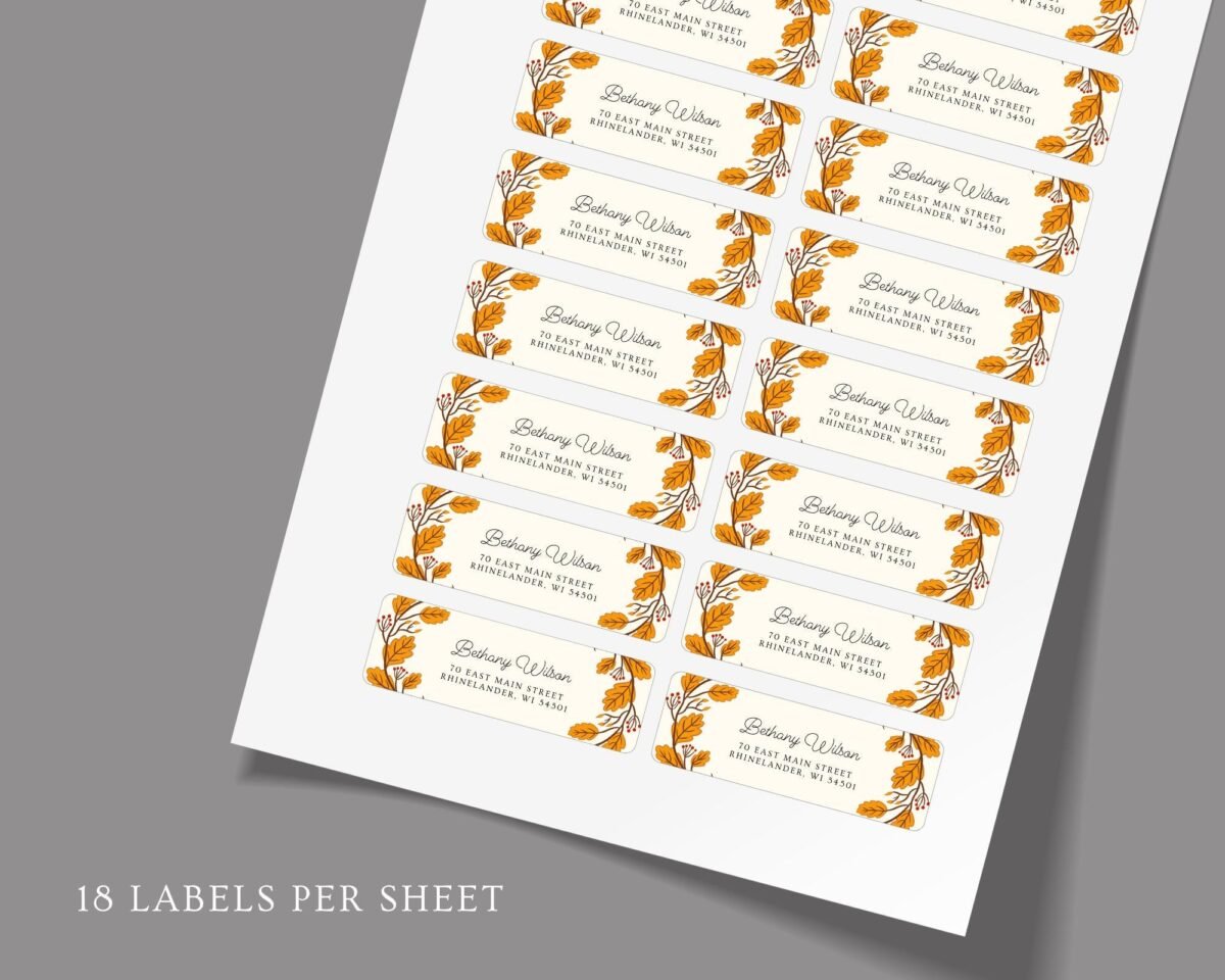 Autumn Return Address Labels for Fall Weddings and Invitations