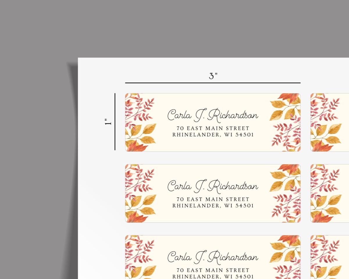 Autumn Return Address Labels for Fall Weddings and Invitations