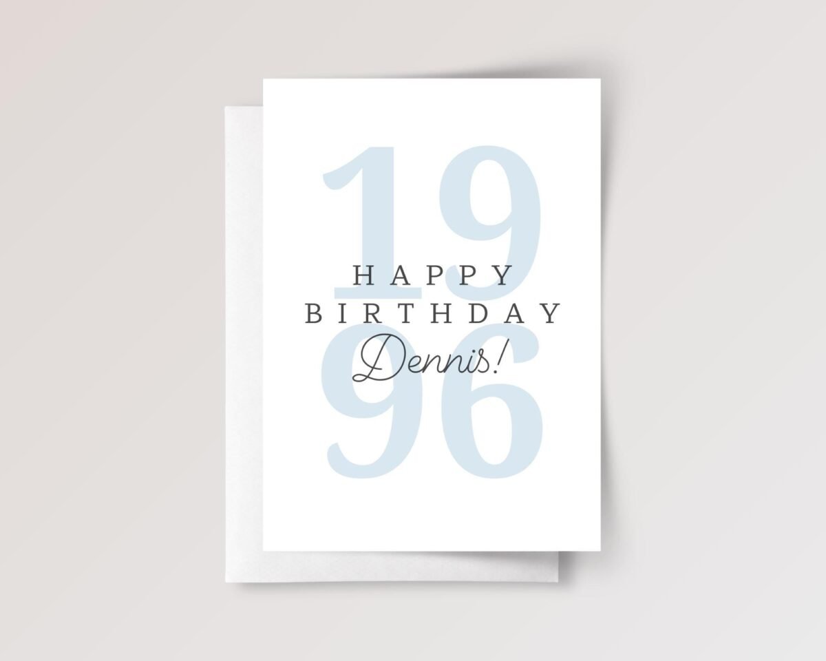 Any Year, Personalized Birthday Card with Name