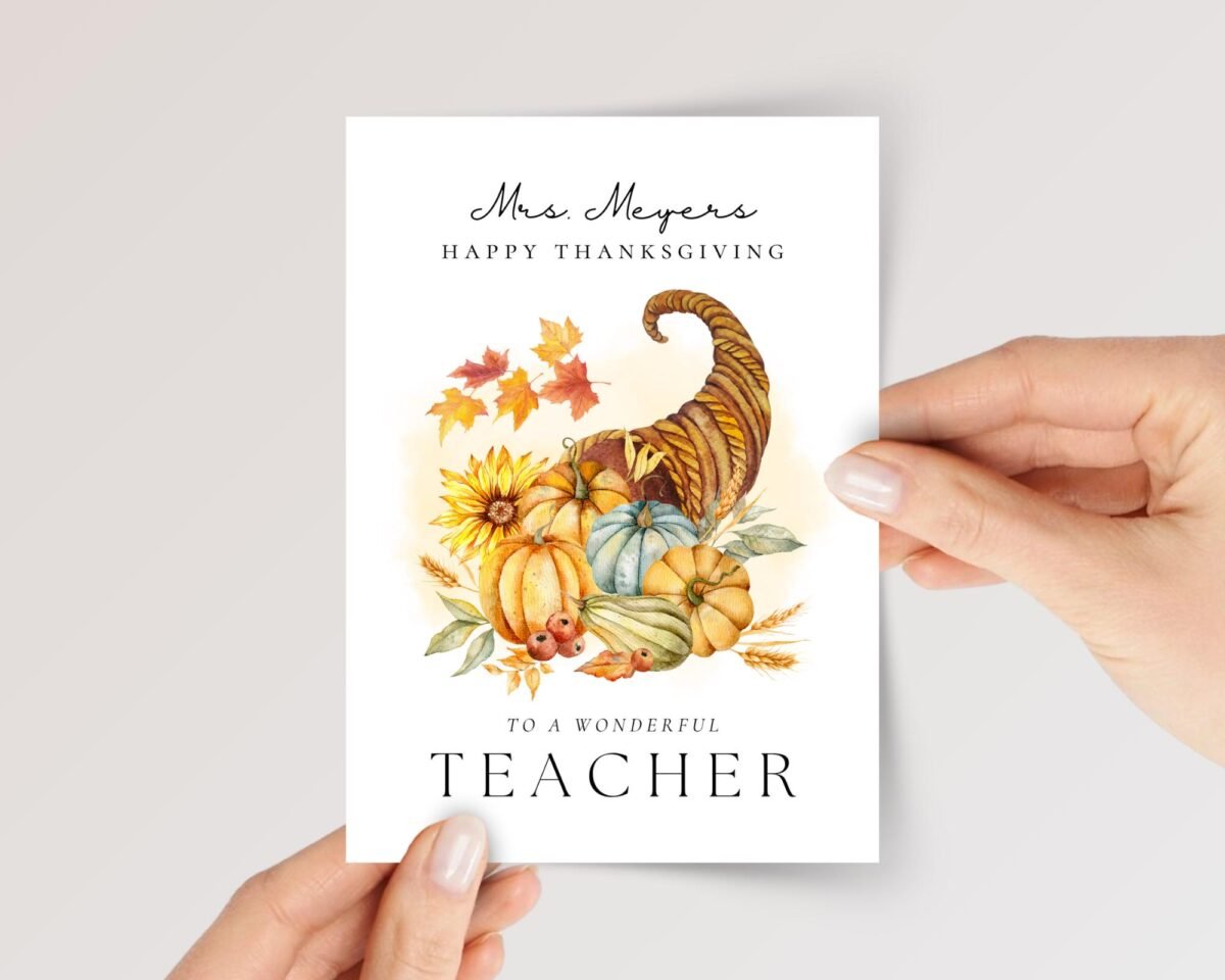 Personalized Thanksgiving Card for Teacher
