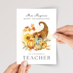 Personalized Thanksgiving Card for Teacher