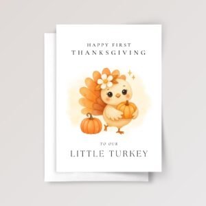 Personalized First Thanksgiving Card for Granddaughter/Grandson | Little Turkey