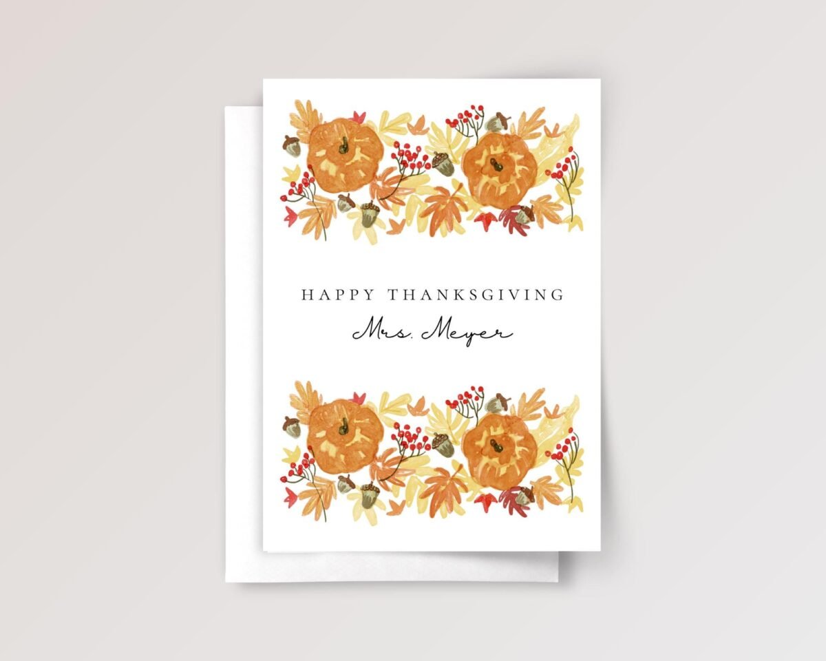 Personalized Thanksgiving Card for Teacher, Doctor, Boss